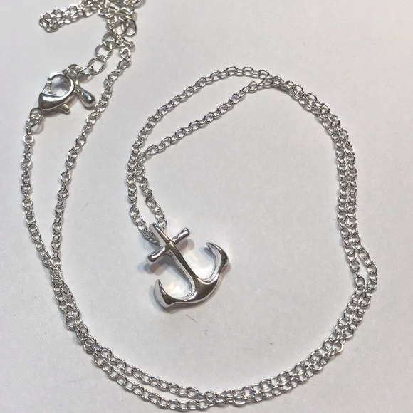 Dainty Anchor Pendant Necklace - Silver Plated - Picture 3 of 4